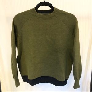Army green J Crew side slit sweater